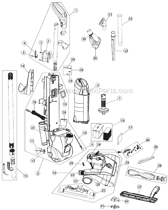 Page A Diagram and Parts List for M110026  Dirt Devil Upright Vacuum